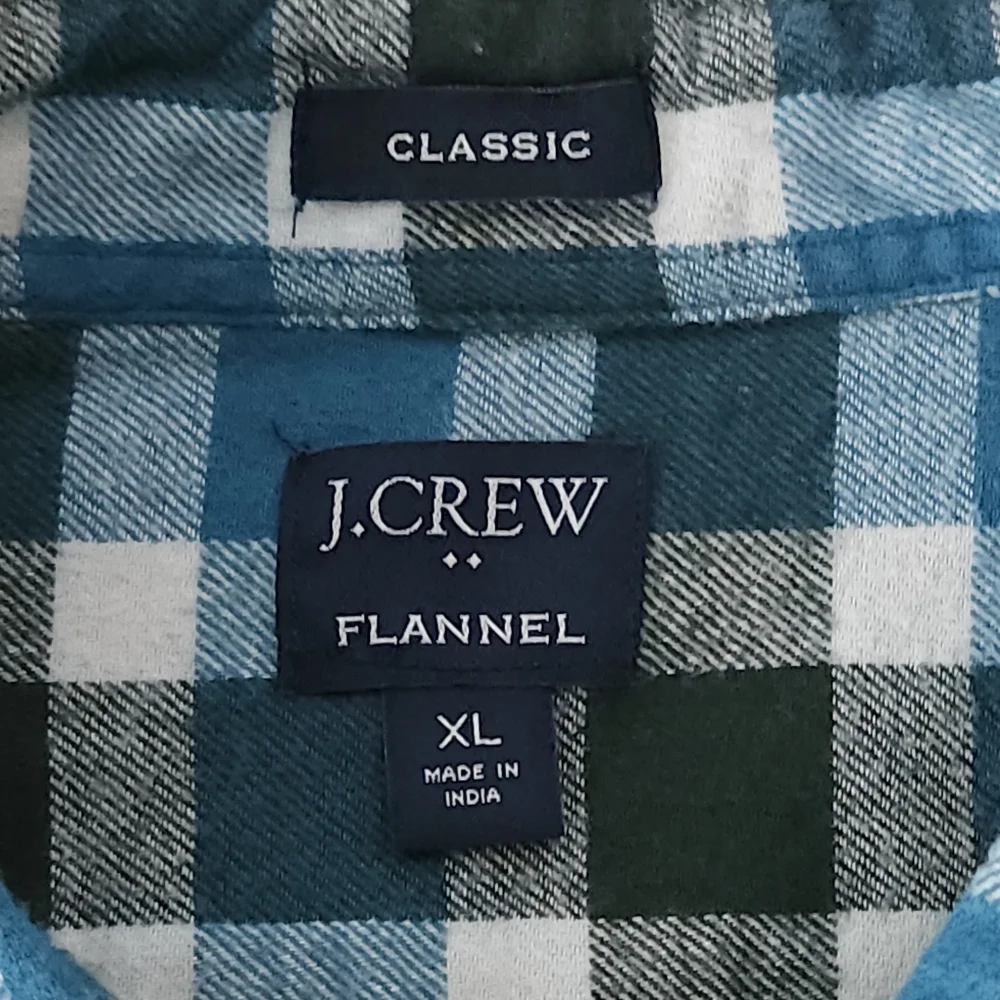 J.Crew Men’s Flannel Shirt Classic Fit‎ XL Blue Green Buffalo Check Plaid
